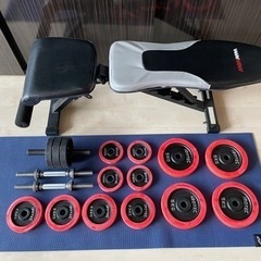 トレーニングセット IROTEC アイロテック ダンベル 40kg ベンチ 腹筋ローラー
