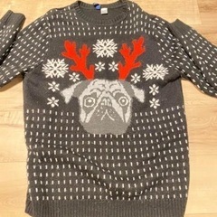 クリスマス　セーター　ブルドッグ　犬　トナカイ