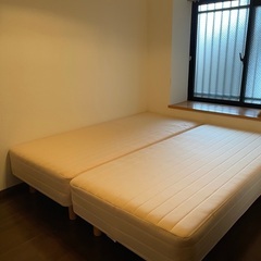 【ネット決済・配送可】源ベッド　シングルベッド　2台　キングサイズ