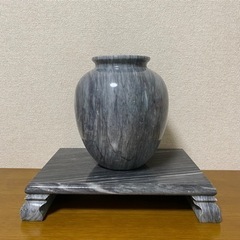 【美品】石製 壺 花瓶 台座つき