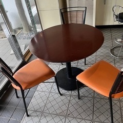 木テーブル(アンティーク調)、椅子セット(3脚もしくは2脚)