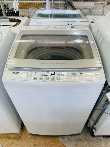 AQUA(アクア) 8kg洗濯機 ⭐定価￥50,800⭐ AQW-GV80JBK 2020年 クリアガラストップ
