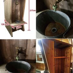 【最終値下げ】〈オーダー品〉照明付き シンク 洗面台什器 店舗 屋外 野外店舗 小屋