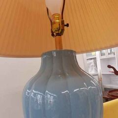 テーブルランプ 高さ84cm ブルー アメリカ製 布シェード 陶器 モダン 