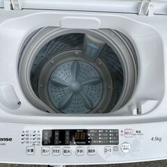 洗濯機 ハイセンス HW-K45E 2020年 4.5kg 【3ヶ月保証☆送料に設置