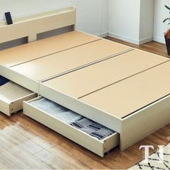 セミシングル  木製ベッド 引出し付き 棚付き コンセント付き