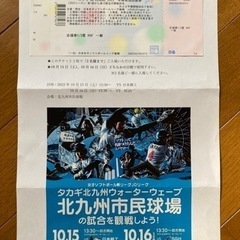 10/15or16 女子ソフト試合チケット(北九州市民球場)