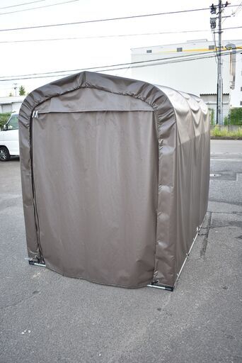 【みん5/25】≪zy748≫美品 ムサシ サイクルハウス SH-6 サイクルポート/自転車置き場 2～3台 シート固定紐付属 41002-07