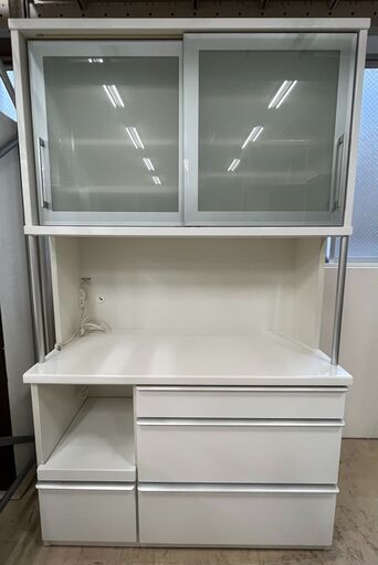 松田家具 レンジボード 食器棚 ハイタイプ WH【ユーズドユーズ名古屋天白店】J2129 19012円