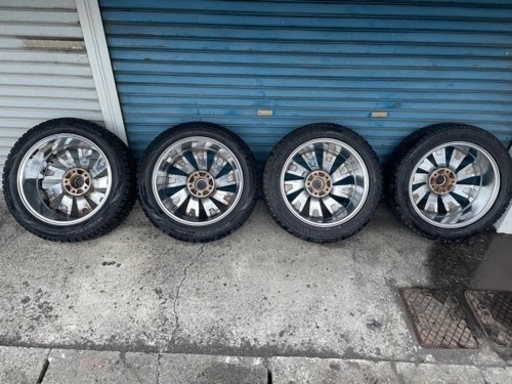 完売しました！17インチメッキアルミホイール5穴&スタッドレス×2+スパイクタイヤ×2中古