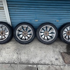 完売しました！17インチメッキアルミホイール5穴&スタッドレス×2+スパイクタイヤ×2中古