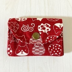 和風猫柄カードケース カード入れ ハンドメイド 手作り 布小物