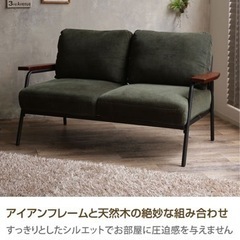 【値段交渉有り】2人掛け　コーデュロイソファー　カーキ