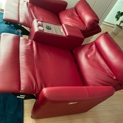 ワイド2人用電動本革リクライニングソファ 2モーター