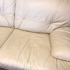 大塚家具購入の本革ソファ　オフホワイト　定価10万以上