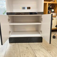 キッチンボード 幅60cm レンジボード レンジ台/食器棚/ブラック×ホワイト★買取帝国 志木店