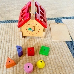 知育玩具　おうち型　家型　時間　ブロック　形はめボックス　時計あ...