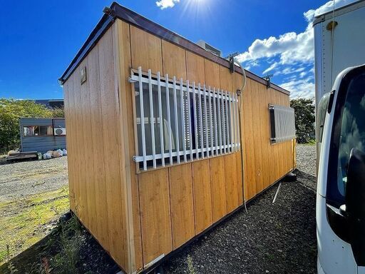 【バナナ】札幌市☆メーカー不明/プレハブ/スーパーハウス/幅5400×奥行2300×高さ2600mm/窓3つ/シンク/エアコン/ストーブ付♪ バナナ】札幌市☆メーカー不明/プレハブ/スーパーハウス/幅5400×奥行