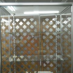 ■配達可■ガラスショーケース 幅90.5 高さ183 4段 アルミ ディスプレイケース 飾り棚 フィギュア 店舗 ガラスケース 鍵付