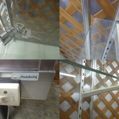 ■配達可■ガラスショーケース 幅90.5 高さ183 4段 アルミ ディスプレイケース 飾り棚 フィギュア 店舗 ガラスケース 鍵付