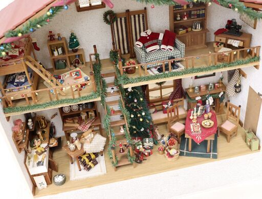 たちの】 赤いお屋根のミニチュアクリスマスハウス・ミニチュアハウス