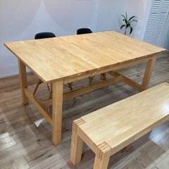 IKEA ノールデン 【早い者勝ち】無垢材伸縮ダイニングテーブル 金土日限定‼️】早い者勝ち IKEA NORDEN 伸長式 ダイニングテーブル