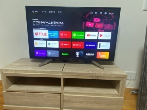 締切10/13 SONY BRAVIA 43型テレビとレコーダー、テレビ台　KJ-43X7500F ＋LOWYAテレビ台付き