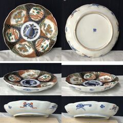 e1972 古伊万里 色絵 七寸皿 5枚 径21cm 輪花皿 錦手 割絵