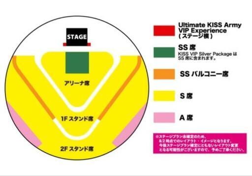 KISS トップ 11月30日19時 東京ドーム S席アリーナ＋サウンドチェック