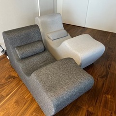 【２点セット】ソファー チェア Zero Gravity ライトグレー ラウンジチェア オットマンチェア フォームチェア