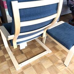 IKEA イケア　POANG ポエング　パーソナルチェア　　オットマン付き　バーチ材突き板　ヒッラレド チャコール