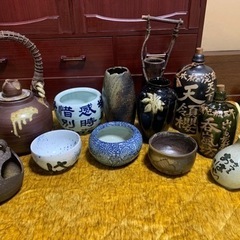 和風　古風　花瓶　鉢　きゅうす　陶器セット