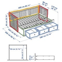 【IKEA】HEMNES ヘムネス 【デイベッド】ホワイト  マットレス×2付