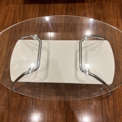 【ネット決済】センターテーブル（強化ガラス/スチール）