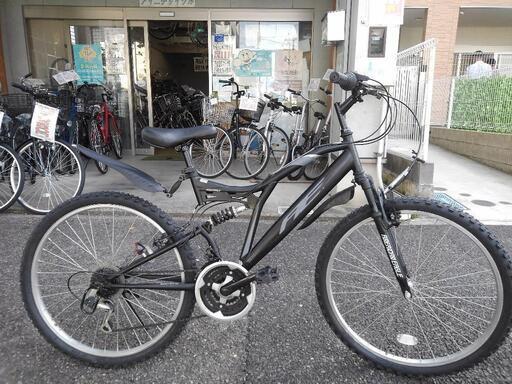 中古自転車２２４９　前後タイヤ新品！　マウンテンバイク　２６インチ　３×６段ギヤ　Wサスペンション　ワイヤー錠　ライトは付属していません 中古自転車2249 前後タイヤ新品！ マウンテンバイク 26インチ 3