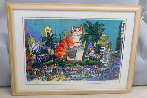 マイケル・ルー　シルクスクリーン　The Square　猫　風景画　絵画　ユニオンスクエア　ザ・スクエア　マイケルルー