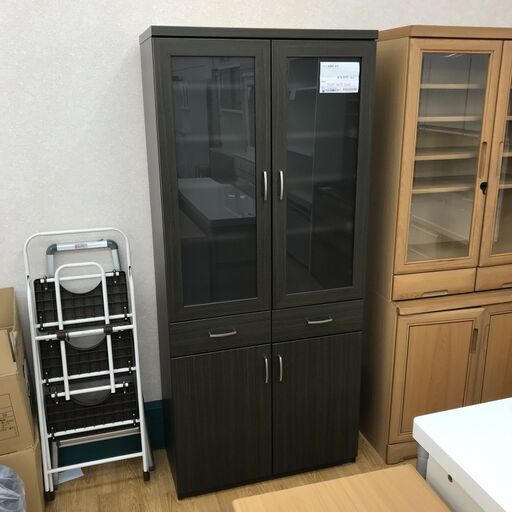 ★ジモティ割あり★ ニトリ 食器棚 ダークブラウン H182×W79×D40 クリーニング済み KJ934 7480円