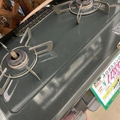 ☆447 Rinnai リンナイ 2口ガスコンロ 都市ガス ボタン式 黒 左強火力