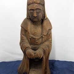 仏像☆木像 骨董品 仏教美術 彫刻 43.5㎝ 詳細不明のため写...