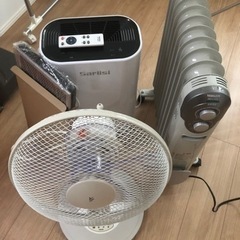 空気清浄機　フィルター付き、オイルヒーター、扇風機