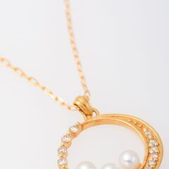 4℃ K18 ベビーパール・ダイヤモンド ネックレス 品番f21-283