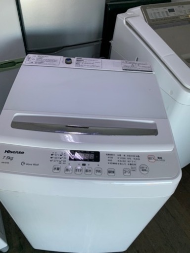 配送可能　ハイセンス 全自動 洗濯機 7.5kg ホワイト HW-G75A 最短10分洗濯 スリム