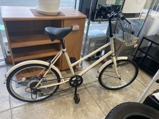 20インチ 6段変速 cream 通勤 通学 折りたたみバスケット 中古 自転車