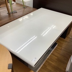 【ネット決済】MDF伸長式ダイニングテーブル ホワイト