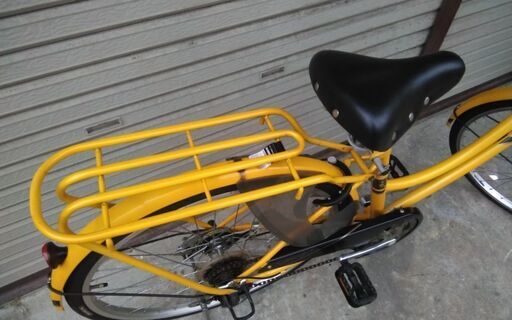 マルキン Fairy 買い物自転車 26インチ 6段変速 オートライト イエロー