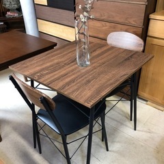 未使用 新品 ダイニングテーブル 3点セット テーブル、椅子2脚 ブラウン 茶色 引っ越し