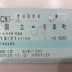 中央線切符1枚(国立⇄有楽町)