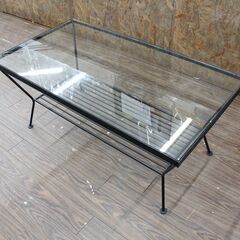 札幌 引き取り ☆ Unico/ウニコ EDDY low table W930 　エディ ローテーブル/ガラステーブル アイアンフレーム　ガラス天板　ローテーブル　ガラステーブル