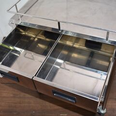 【ヤ取終了6/7】≪y429≫美品 ストレージ ステンレス カート/ワゴン サイレントワゴン 静音仕様 こぼれ止め付き 41010-11