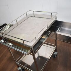 【ヤ取終了6/7】≪y429≫美品 ストレージ ステンレス カート/ワゴン サイレントワゴン 静音仕様 こぼれ止め付き 41010-11